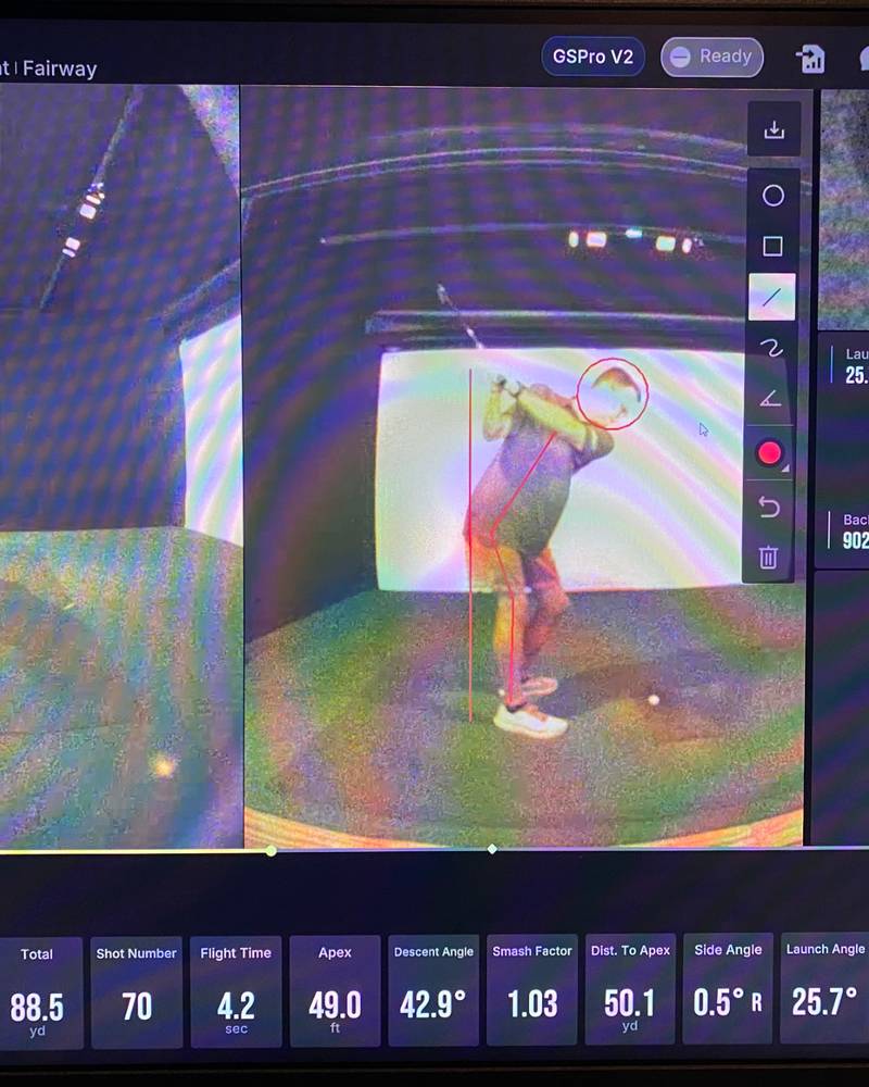 Ball flight and launch numbers on the club simulator